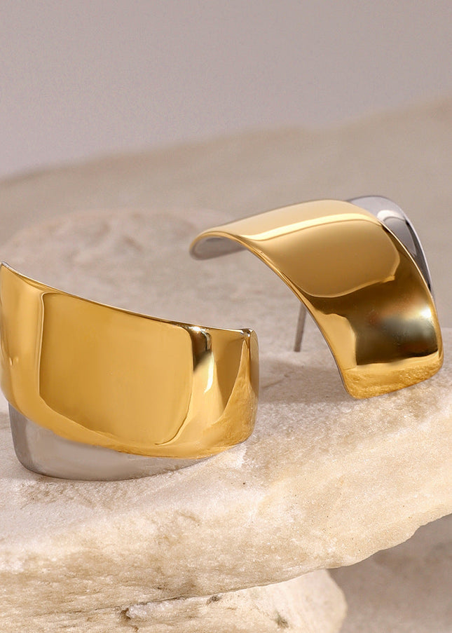 Jieding European and American stainless steel contrasting geometric earrings with a sense of luxury exaggerated earrings titanium steel non-fading ear jewelry cross-border