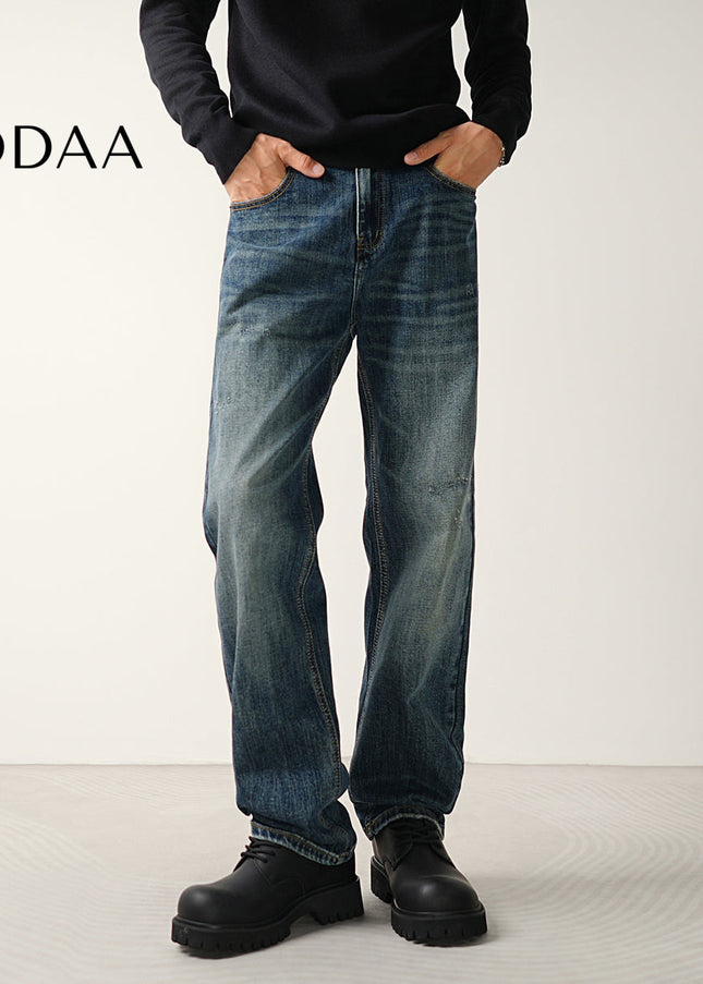 Indigo Classic Wash Stretch Straight Jeans for Men - 28 / Dark Blue - Men’s Jeans