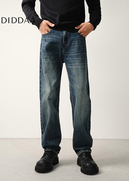 Indigo Classic Wash Stretch Straight Jeans for Men - Men’s Jeans