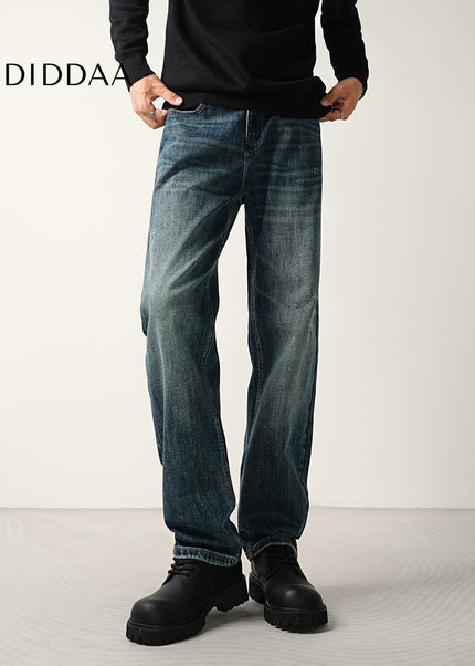 Indigo Classic Wash Stretch Straight Jeans for Men - Men’s Jeans