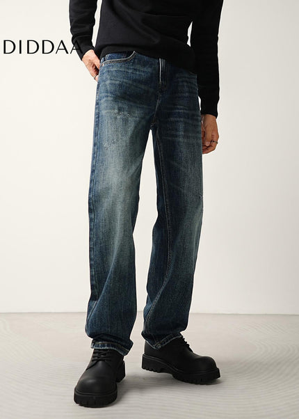 Indigo Classic Wash Stretch Straight Jeans for Men - Men’s Jeans