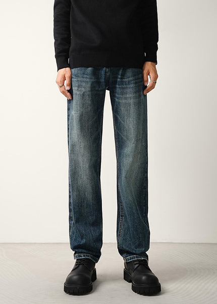Indigo Classic Wash Stretch Straight Jeans for Men - Men’s Jeans