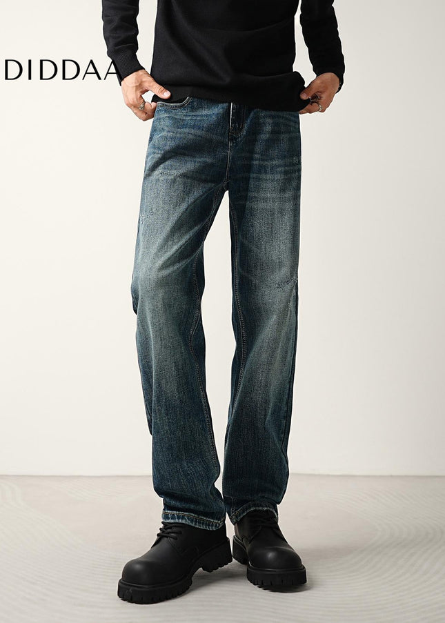 Indigo Classic Wash Stretch Straight Jeans for Men - Men’s Jeans