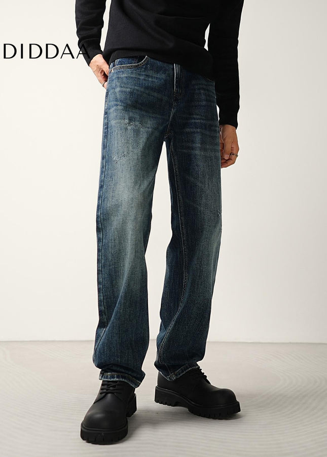 Indigo Classic Wash Stretch Straight Jeans for Men - Men’s Jeans