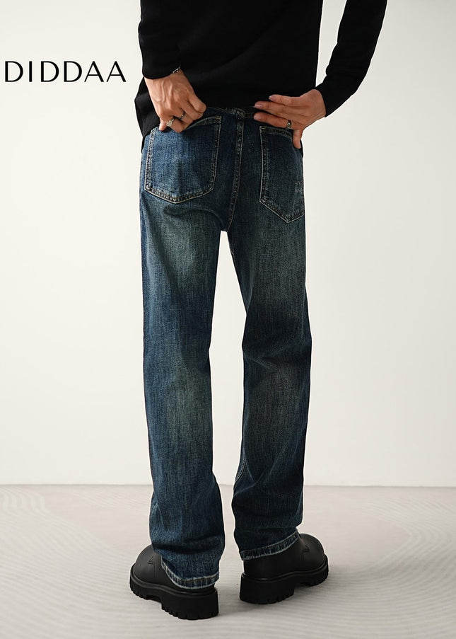 Indigo Classic Wash Stretch Straight Jeans for Men - Men’s Jeans