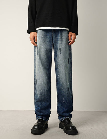 Indigo Layered Splash Ink Wash Jeans - 28 / Dark Blue - Men’s Jeans