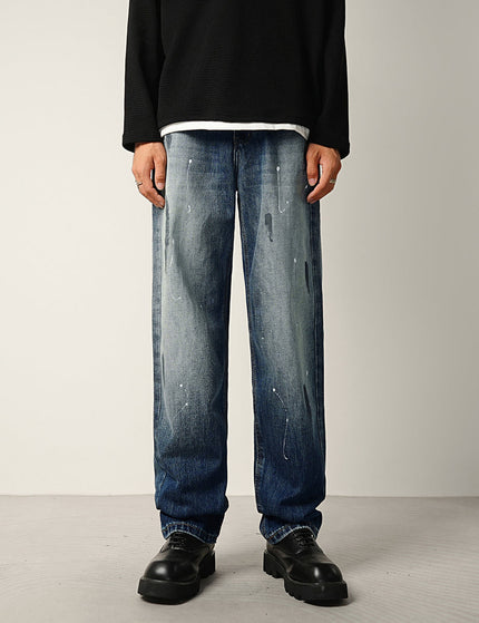 Indigo Layered Splash Ink Wash Jeans - 28 / Dark Blue - Men’s Jeans