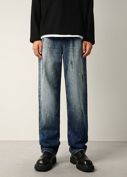 Indigo Layered Splash Ink Wash Jeans - 28 / Dark Blue - Men’s Jeans