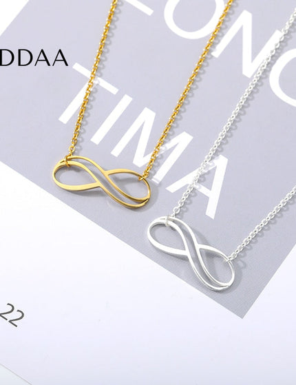 Infinity Pendant Necklace | Gold Silver Chain - Silver - Necklaces