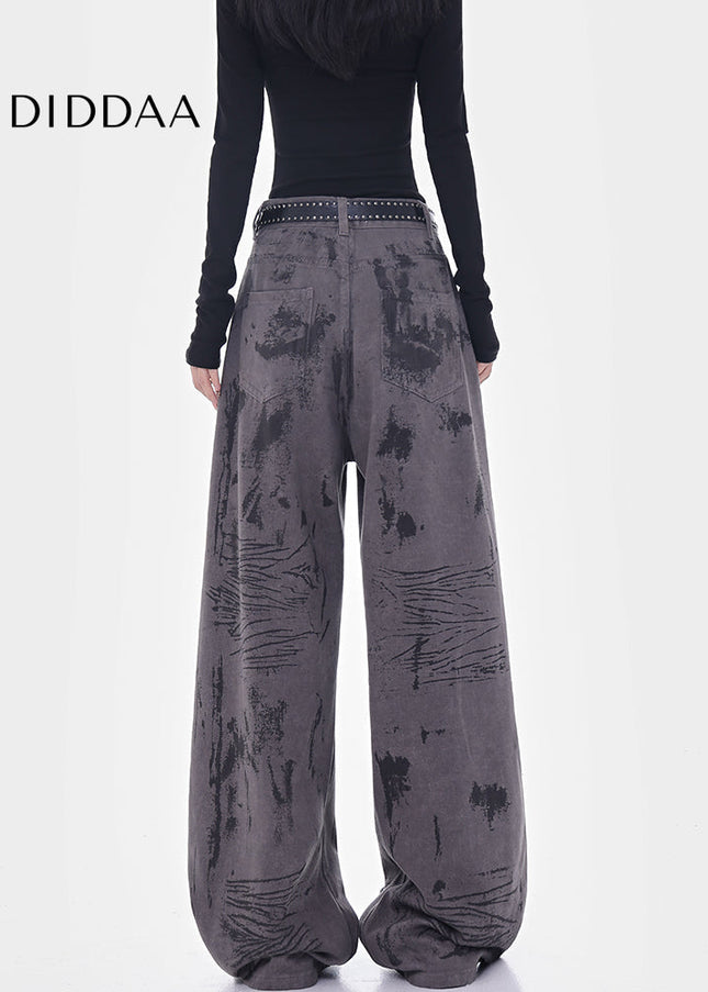 Ink-Splashed High-Waisted Wide-Leg Jeans Women’s Design - Women’s Jeans
