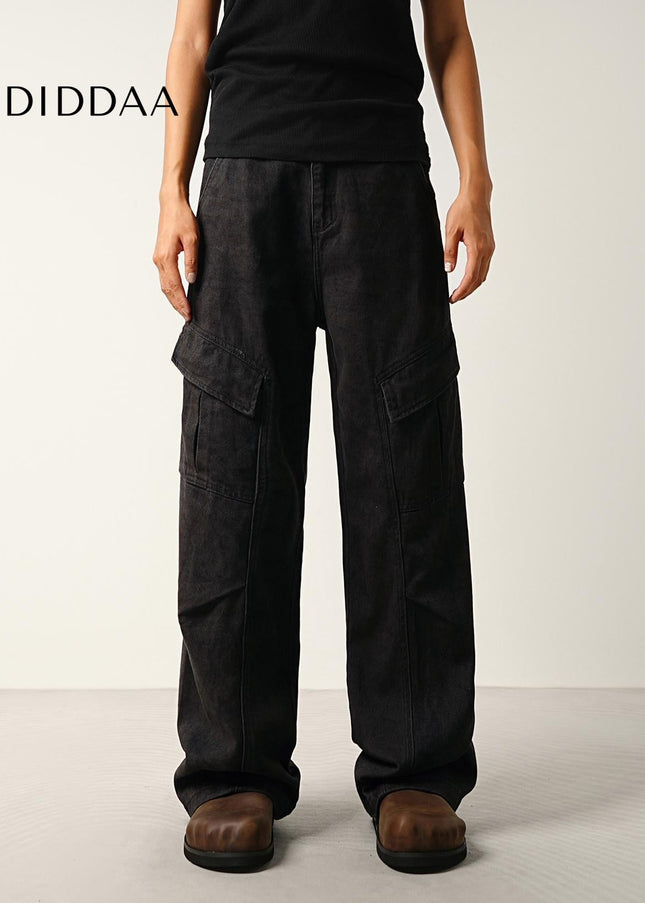 Ink Texture Retro Wide-Leg Jeans for Men by CONVERGES - Men’s Jeans