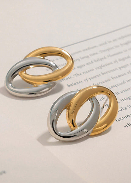 Jieding European and American stainless steel earrings and rings, light luxury, high-end earrings, non-fading, earrings, titanium steel jewelry, cross-border