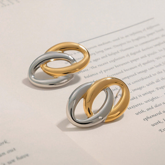 Jieding European and American stainless steel earrings and rings, light luxury, high-end earrings, non-fading, earrings, titanium steel jewelry, cross-border