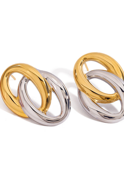 Jieding European and American stainless steel earrings and rings, light luxury, high-end earrings, non-fading, earrings, titanium steel jewelry, cross-border