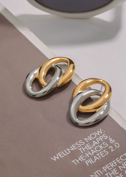 Jieding European and American stainless steel earrings and rings, light luxury, high-end earrings, non-fading, earrings, titanium steel jewelry, cross-border