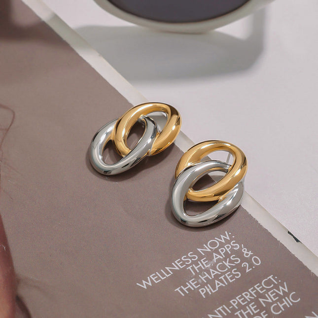 Jieding European and American stainless steel earrings and rings, light luxury, high-end earrings, non-fading, earrings, titanium steel jewelry, cross-border