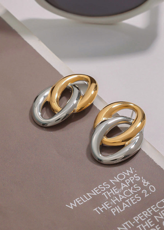 Jieding European and American stainless steel earrings and rings, light luxury, high-end earrings, non-fading, earrings, titanium steel jewelry, cross-border