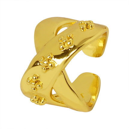 European and American new cross-border niche simple personality fashion versatile copper material twist print open ring jewelry women