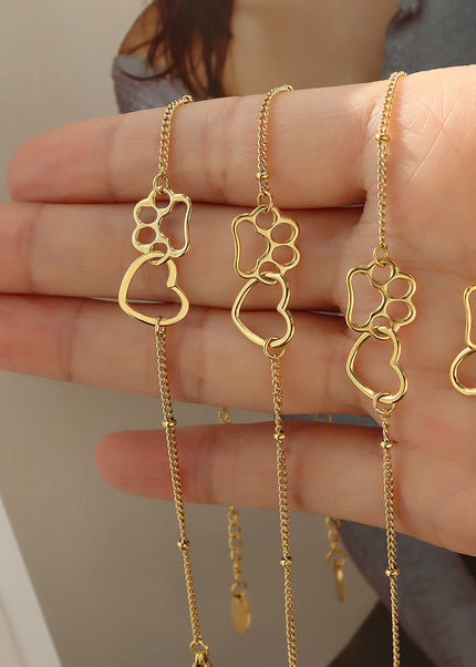 18K gold-plated cute foreign love footprint bracelet Campus little girl titanium bracelet jewelry hand ornament E014