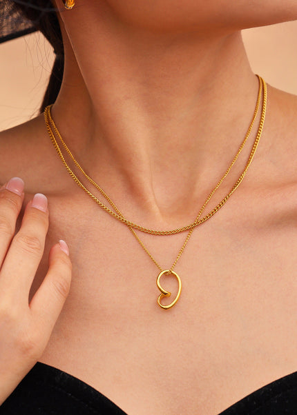 Mystery Li Hollow Irregular Love Necklace Women's Ins Style Simple Stainless Steel 18k Real Gold European and American Cross-border Clavicle Chain