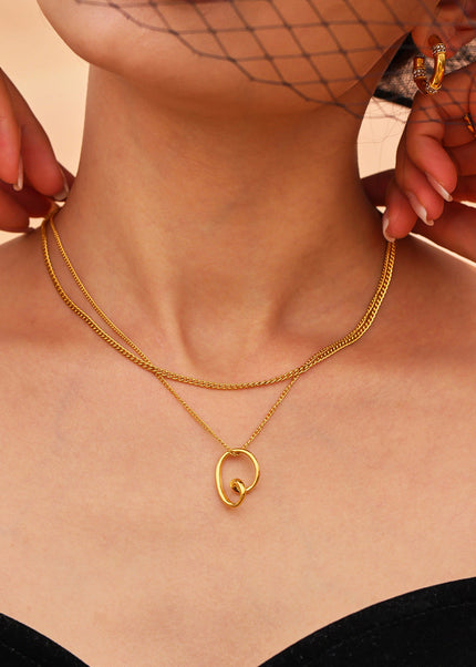 Mystery Li Hollow Irregular Love Necklace Women's Ins Style Simple Stainless Steel 18k Real Gold European and American Cross-border Clavicle Chain