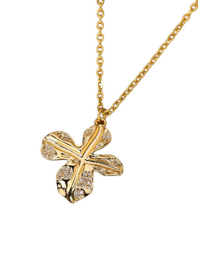 Jasmine Pendant Necklace | Gold Silver Zirconia Cross Chain