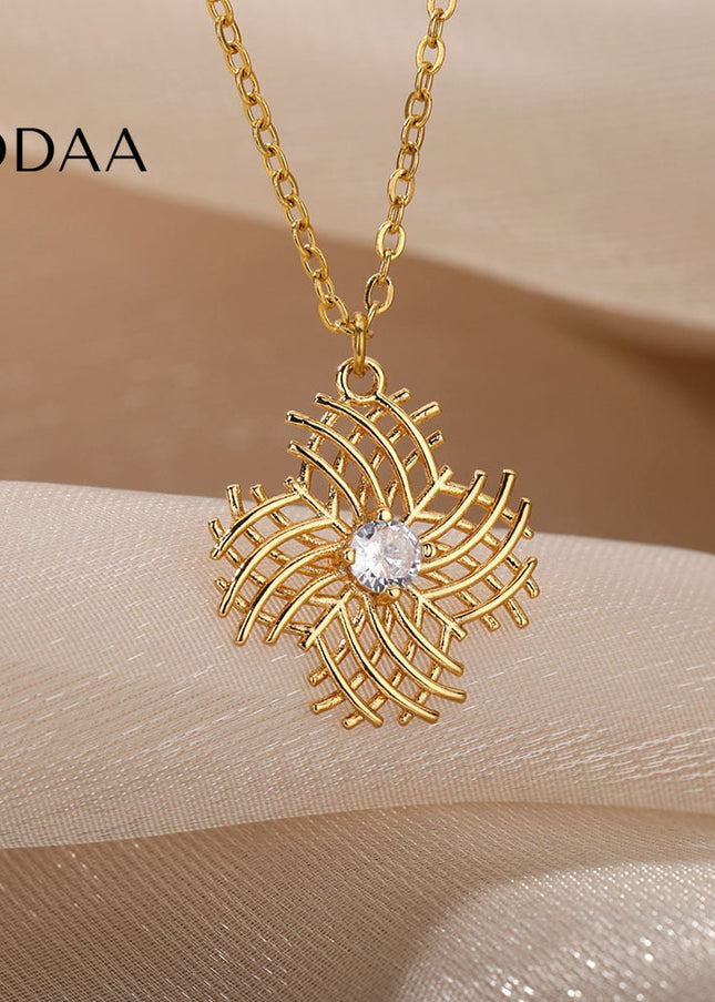 Jessen Pendant Necklace | Gold Zirconia Small Stone Chain - Necklaces