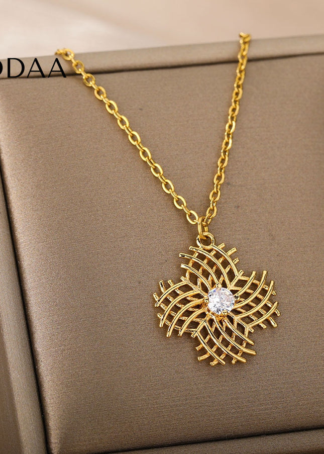 Jessen Pendant Necklace | Gold Zirconia Small Stone Chain - Necklaces