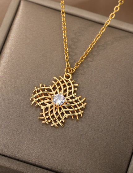 Jessen Pendant Necklace | Gold Zirconia Small Stone Chain - Gold - Necklaces