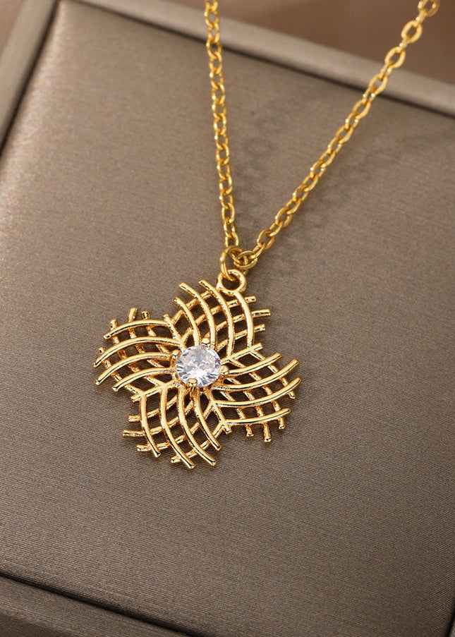 Jessen Pendant Necklace | Gold Zirconia Small Stone Chain - Gold - Necklaces