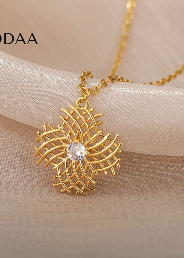 Jessen Pendant Necklace | Gold Zirconia Small Stone Chain - Necklaces