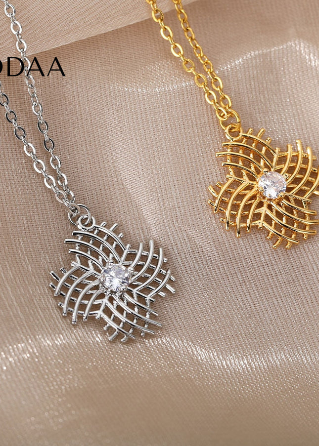 Jessen Pendant Necklace | Gold Zirconia Small Stone Chain - Silver - Necklaces