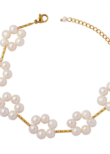 French niche design, palace style, baroque freshwater pearl bracelet, copper material, fashion, personality bracelet jewelry