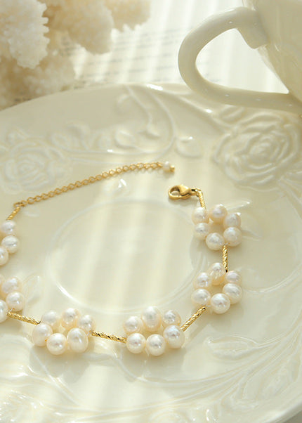 French niche design, palace style, baroque freshwater pearl bracelet, copper material, fashion, personality bracelet jewelry