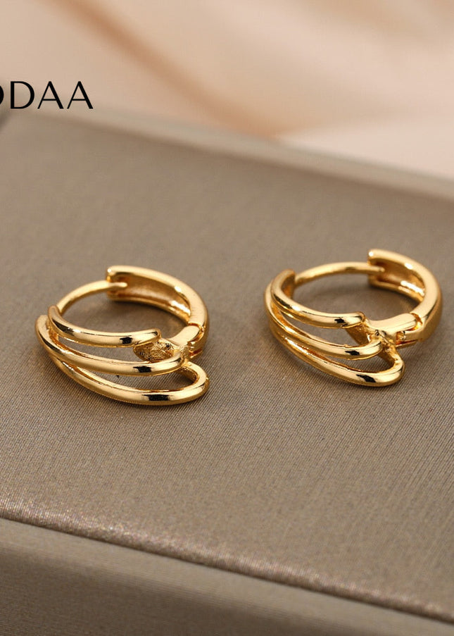 Josse Earrings | Gold Silver Simple Hoop Earrings - Earrings