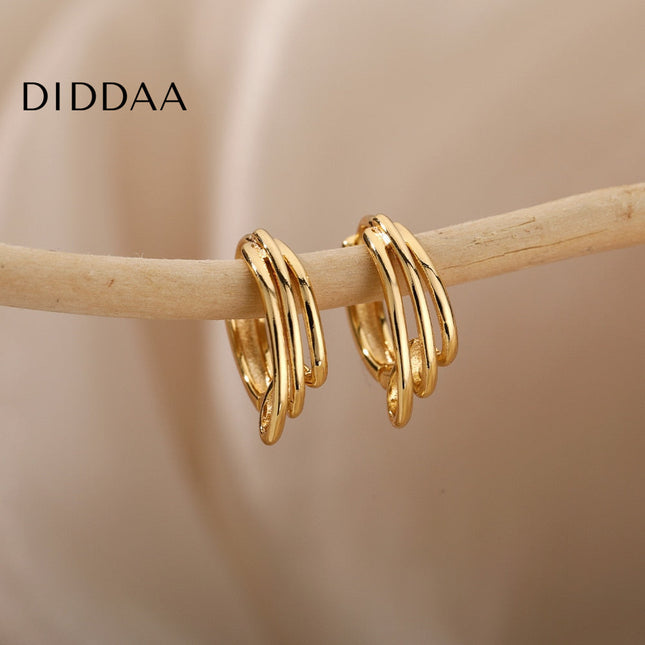 Josse Earrings | Gold Silver Simple Hoop Earrings - Earrings