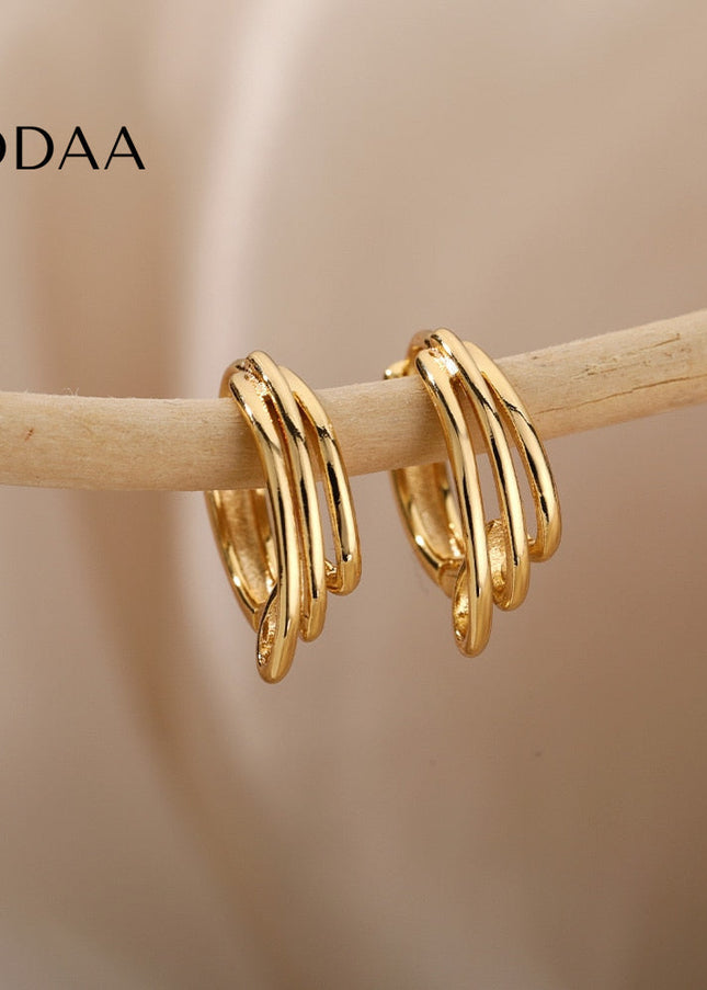 Josse Earrings | Gold Silver Simple Hoop Earrings - Earrings
