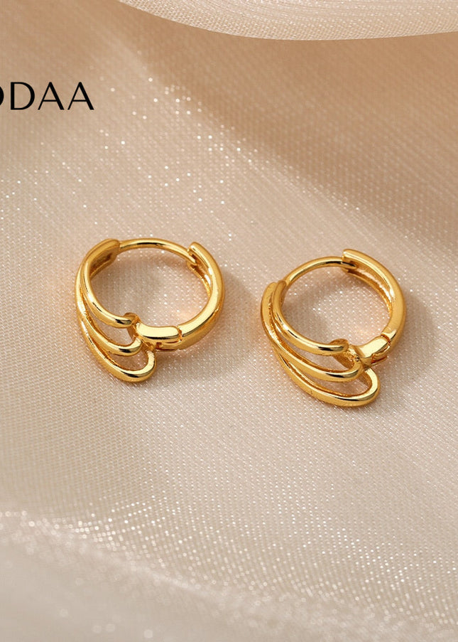 Josse Earrings | Gold Silver Simple Hoop Earrings - Earrings
