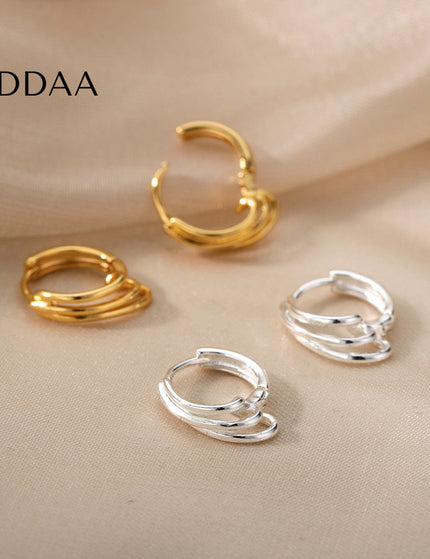 Josse Earrings | Gold Silver Simple Hoop Earrings - Silver - Earrings