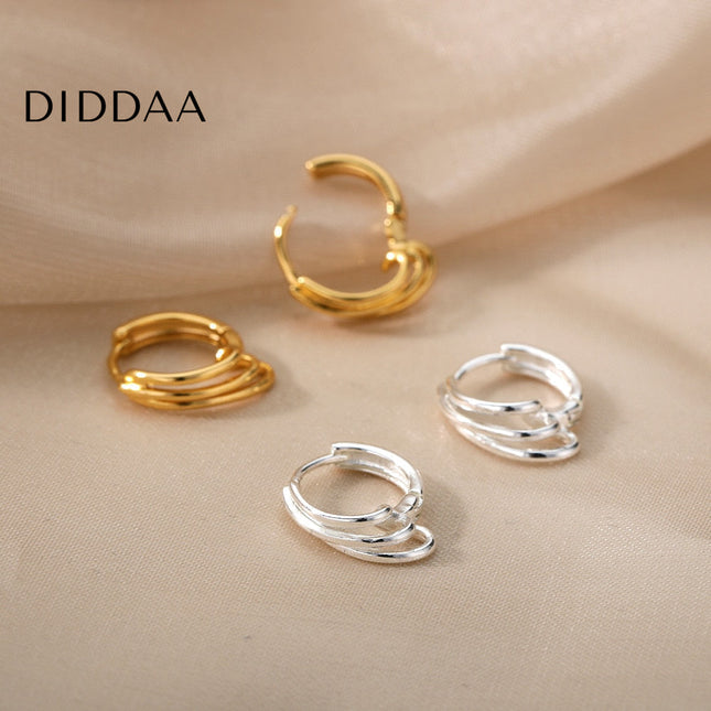 Josse Earrings | Gold Silver Simple Hoop Earrings - Silver - Earrings