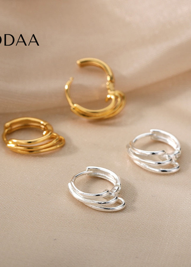 Josse Earrings | Gold Silver Simple Hoop Earrings - Silver - Earrings