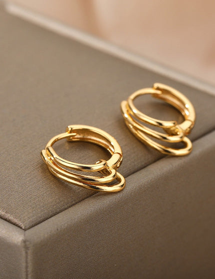 Josse Earrings | Gold Silver Simple Hoop Earrings - Gold - Earrings
