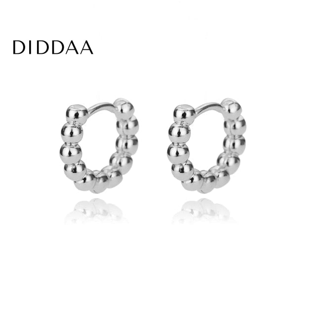 Joulie Earrings | Gold Silver Beaded Hoop Earrings - Silver - Earrings