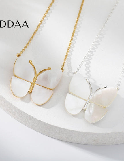 Jubille Pendant Necklace | Gold Pearl White Butterfly Chain - Silver - Necklaces