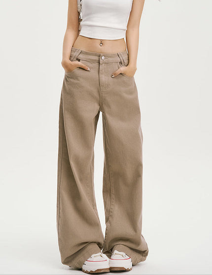 Khaki Drape Wide-Leg Jeans Women’s Casual Spring 2025 - Women’s Jeans