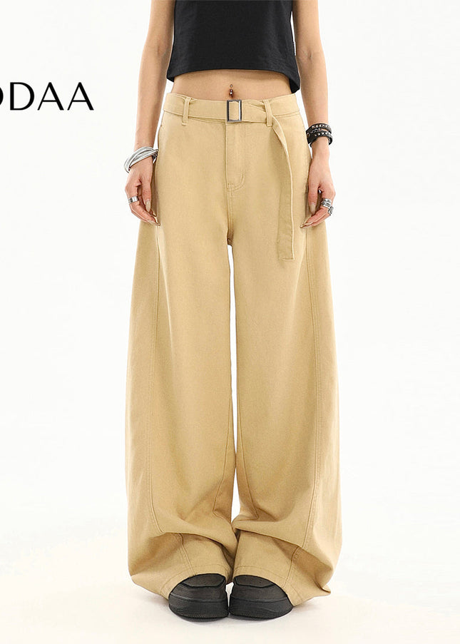 Khaki High-Waisted Loose Fit Wide-Leg Jeans for Women - S / Khaki - Women’s Jeans