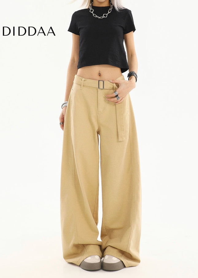 Khaki High-Waisted Loose Fit Wide-Leg Jeans for Women - Women’s Jeans