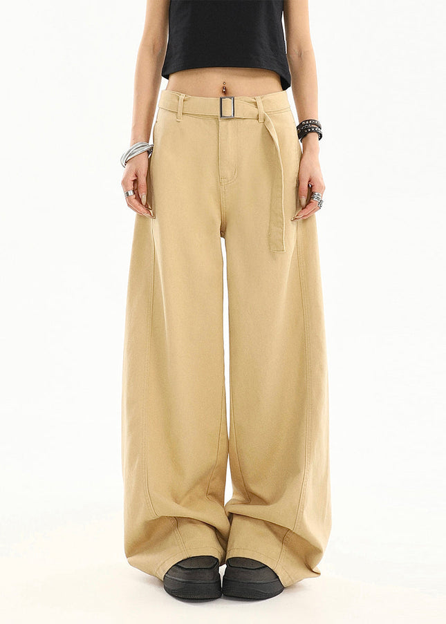 Khaki High-Waisted Loose Fit Wide-Leg Jeans for Women - Women’s Jeans