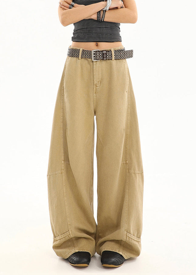 Khaki Loose Fit Cargo Jeans Women’s Summer Wide-Leg Pants - Women’s Jeans