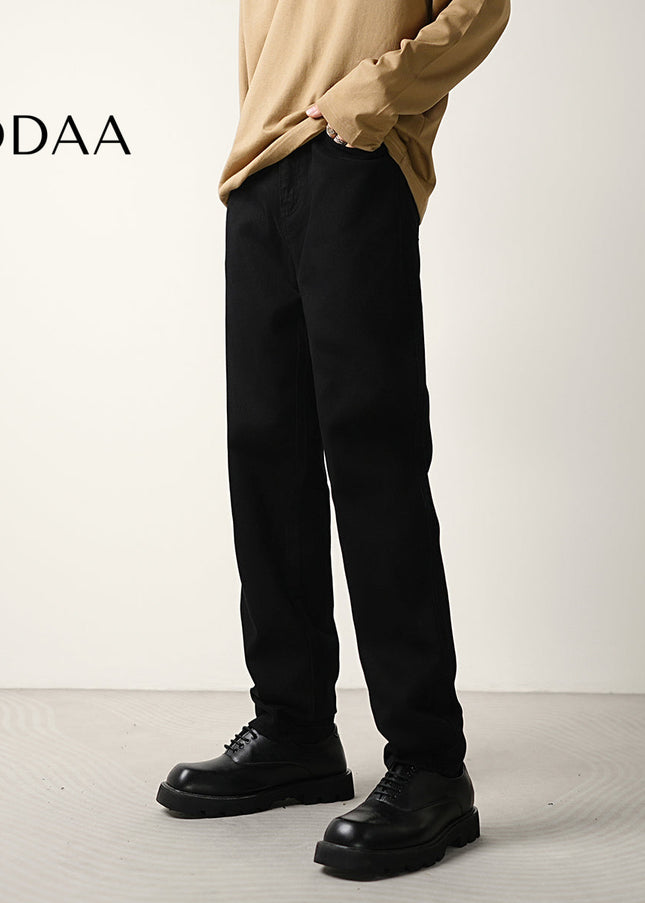 Khaki Stretch Straight Leg Jeans for Men Casual Wear - 28 / Black - Men’s Jeans